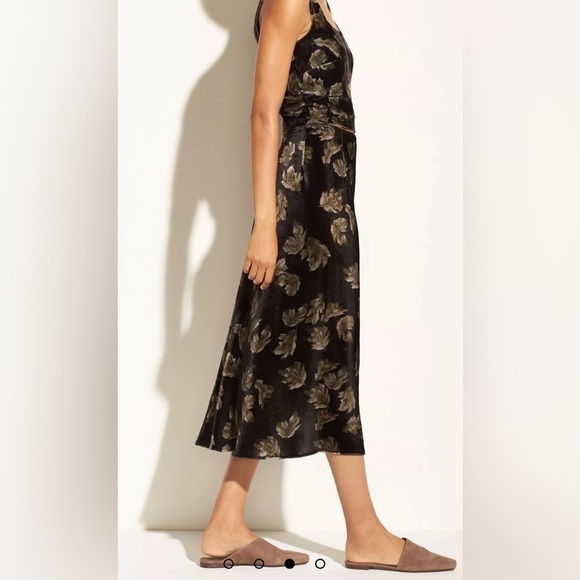 Vince Fallen Leaf Velvet Silk Modern Slip Midi Silk Skirt Size 4 - Picture 4 of 15